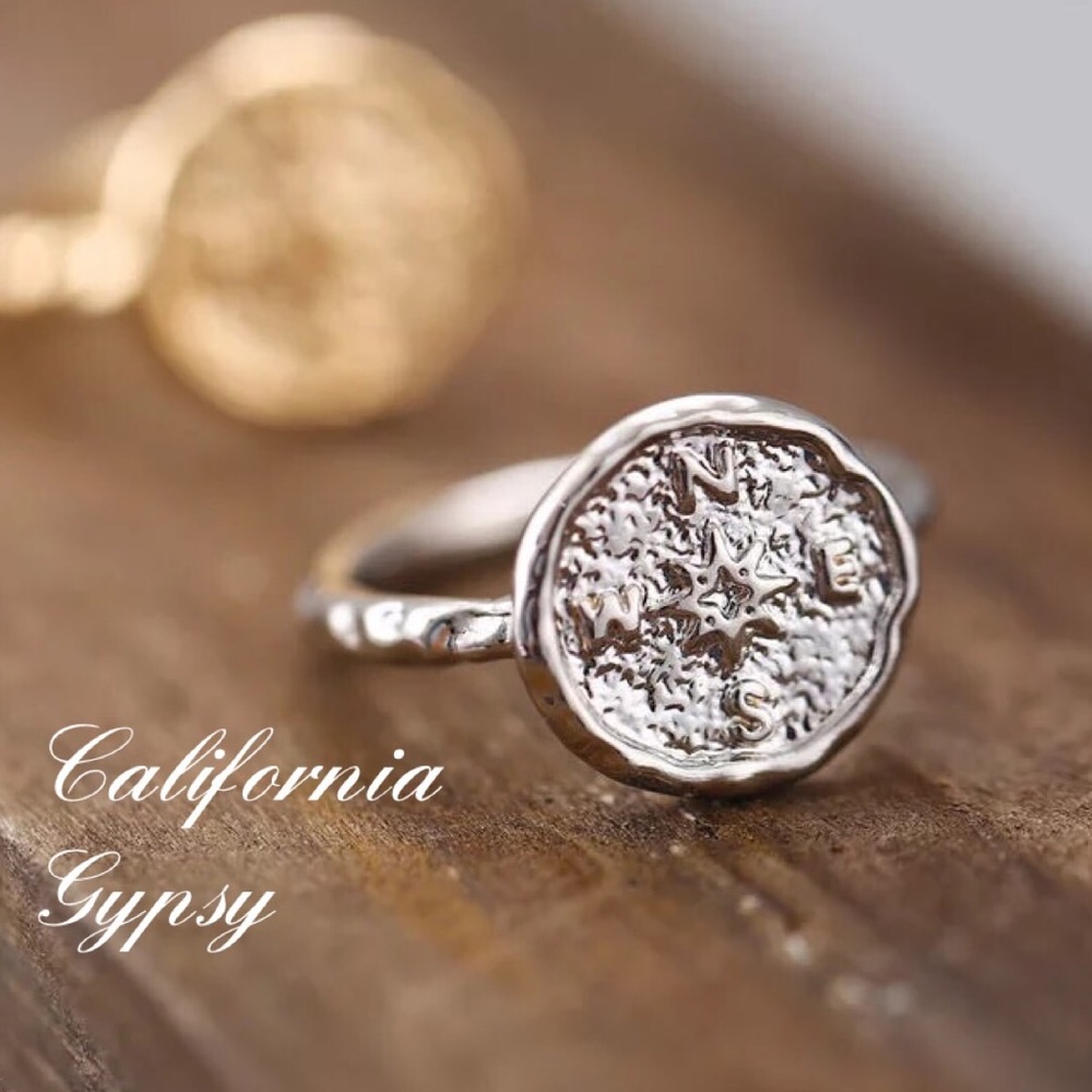 Beach boho gypsy wanderlust compass ring - Picture 2 of 6